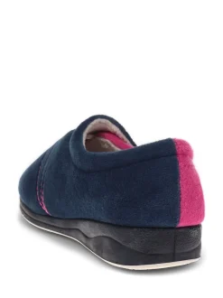 Bleu marine framboise - Pavers femme Chaussons entièrement à fermeture tactile avec semelle permassique