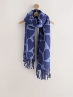 Bleu marine imprimé cœur - Écharpe épaisse