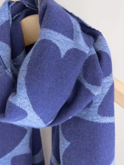 Bleu marine imprimé cœur - Écharpe épaisse