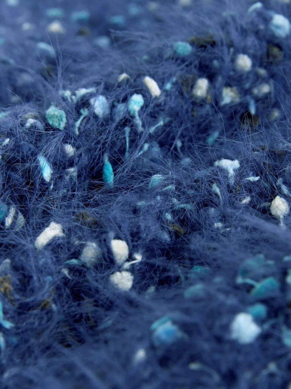 Bleu marine moucheté - Pull à Texture duveteuse à col en V