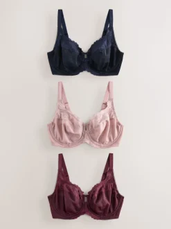 Bleu marine/baie/rose - LotDD de soutiens-gorge à armatures à armatures sans rembourrage en dentelle 3