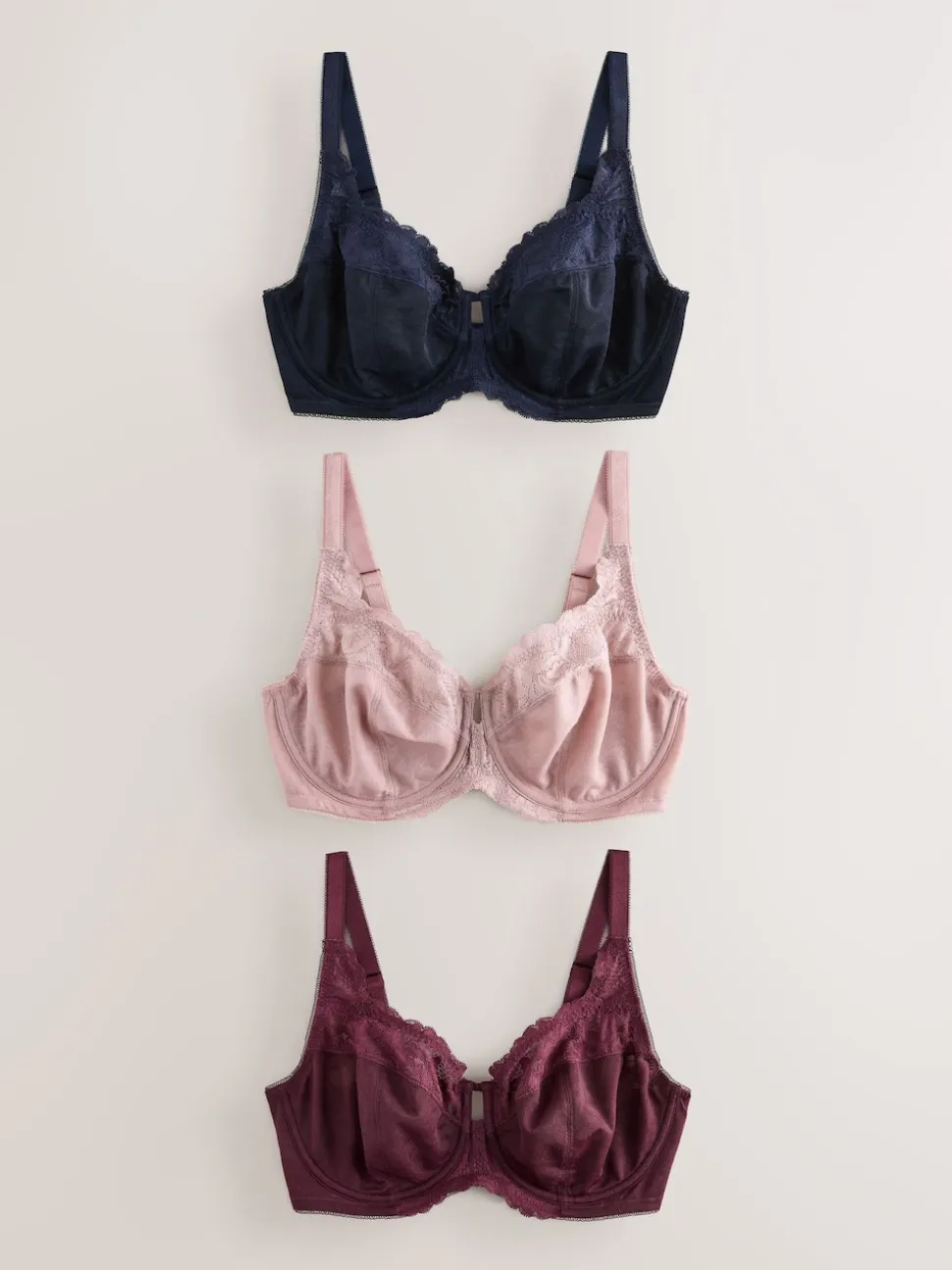 Bleu marine/baie/rose - LotDD de soutiens-gorge à armatures à armatures sans rembourrage en dentelle 3