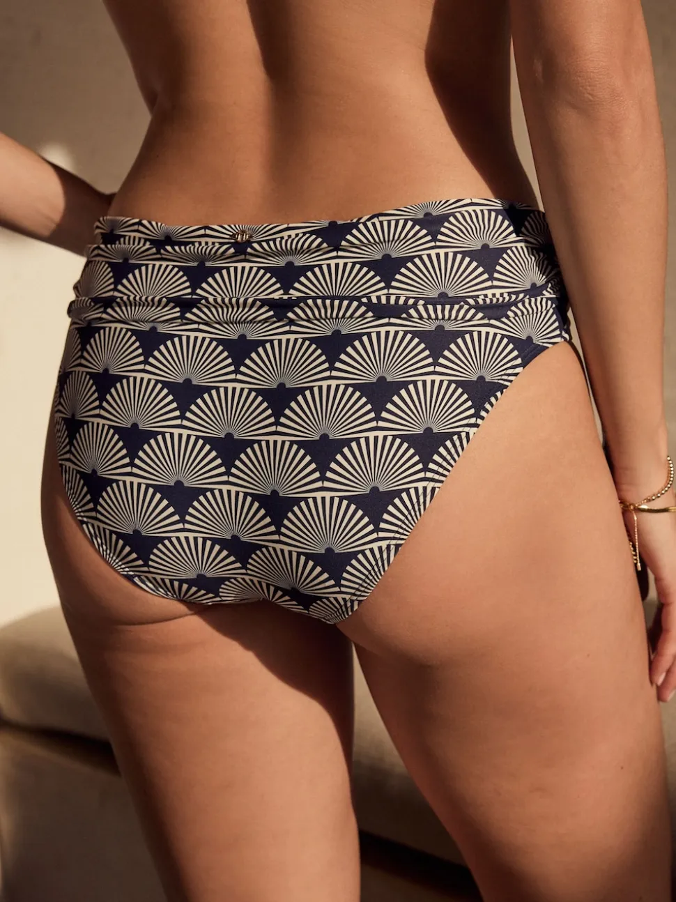 Bleu marine/blanc éventail - Bas de bikini