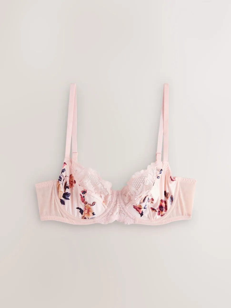 Bleu marine/Crème Fleuri - Soutien-gorge à bonnets entiers sans coussinets