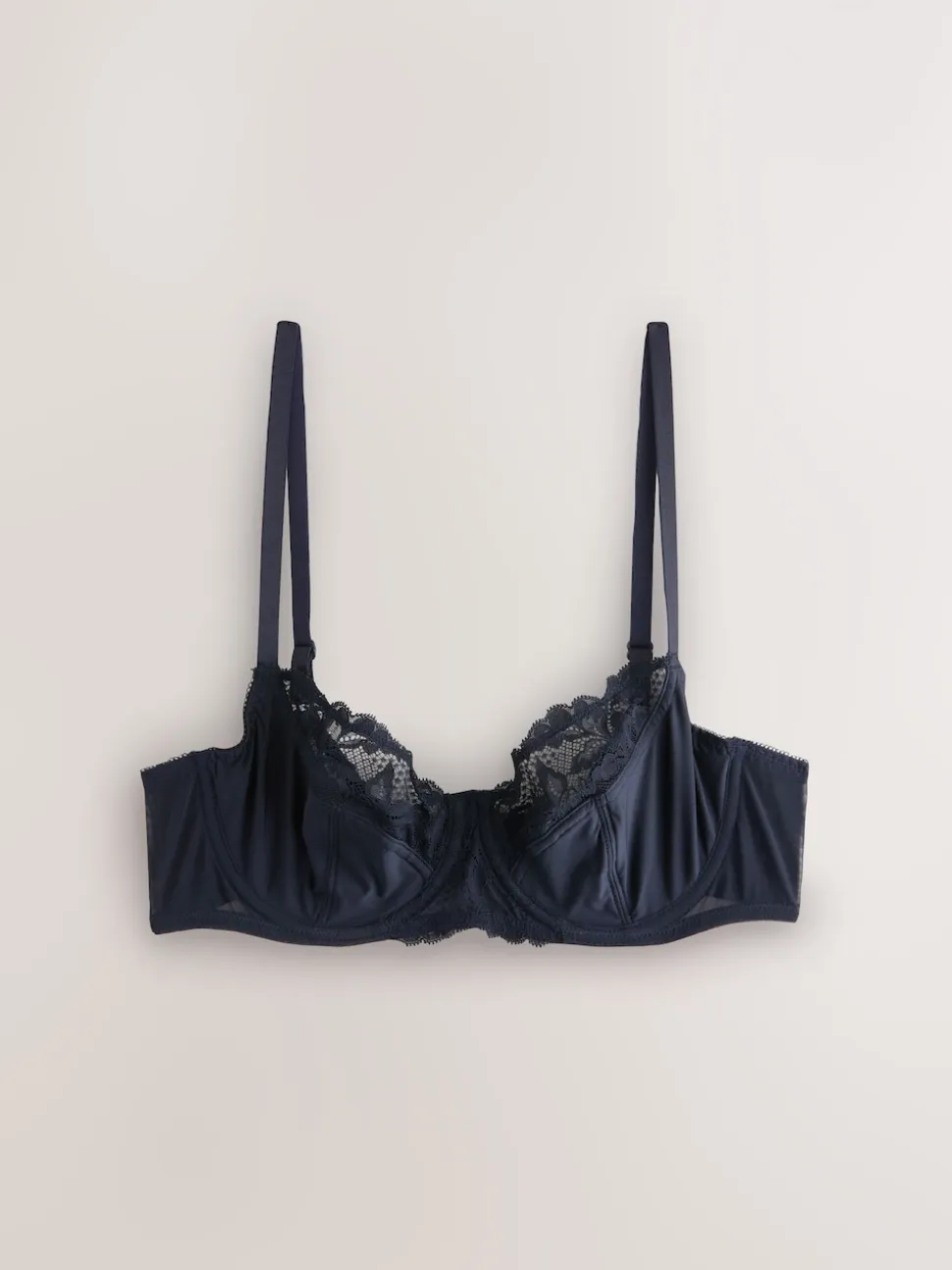 Bleu marine/Crème Fleuri - Soutien-gorge à bonnets entiers sans coussinets