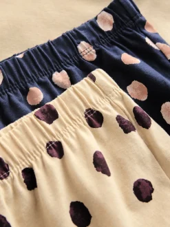 Bleu marine/jaune à pois - Ensemble de 2 pyjamas shorts