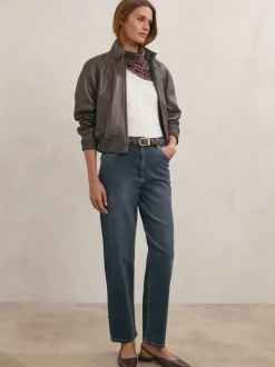 Bleu Milieu Antique - Reiss coupe droite taille mi-haute Selin Jeans
