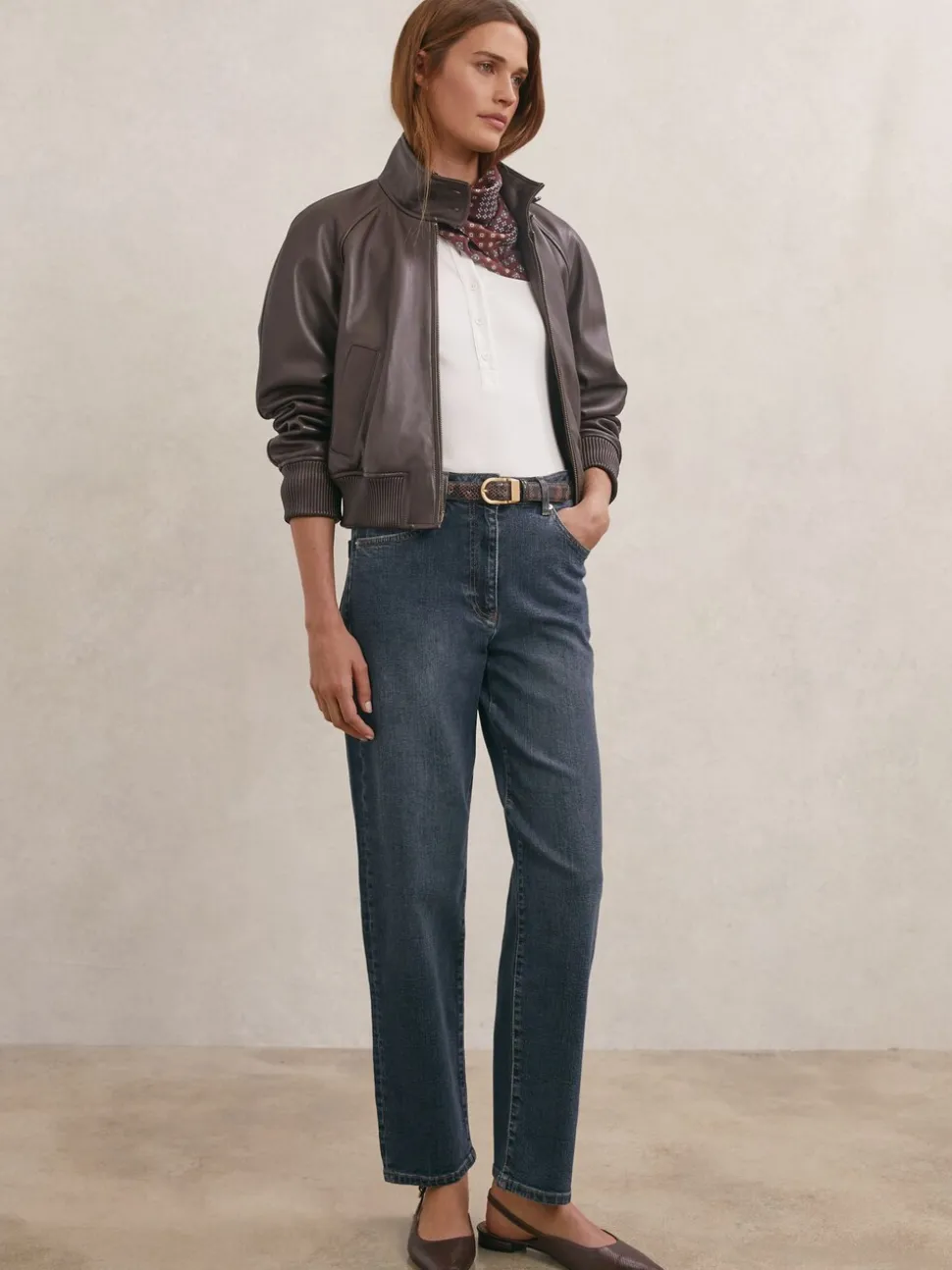 Bleu Milieu Antique - Reiss coupe droite taille mi-haute Selin Jeans