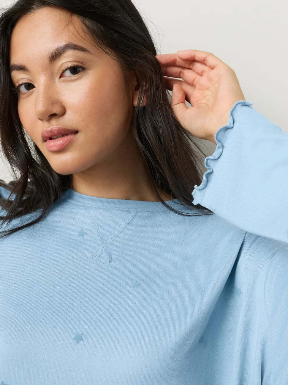 Bleu motif étoiles - Pyjama à manches longues doux cœur