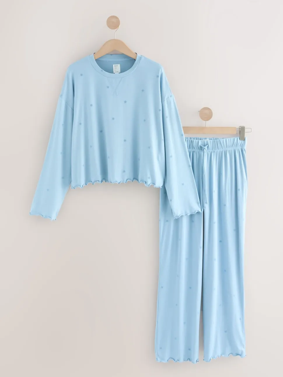 Bleu motif étoiles - Pyjama à manches longues doux cœur