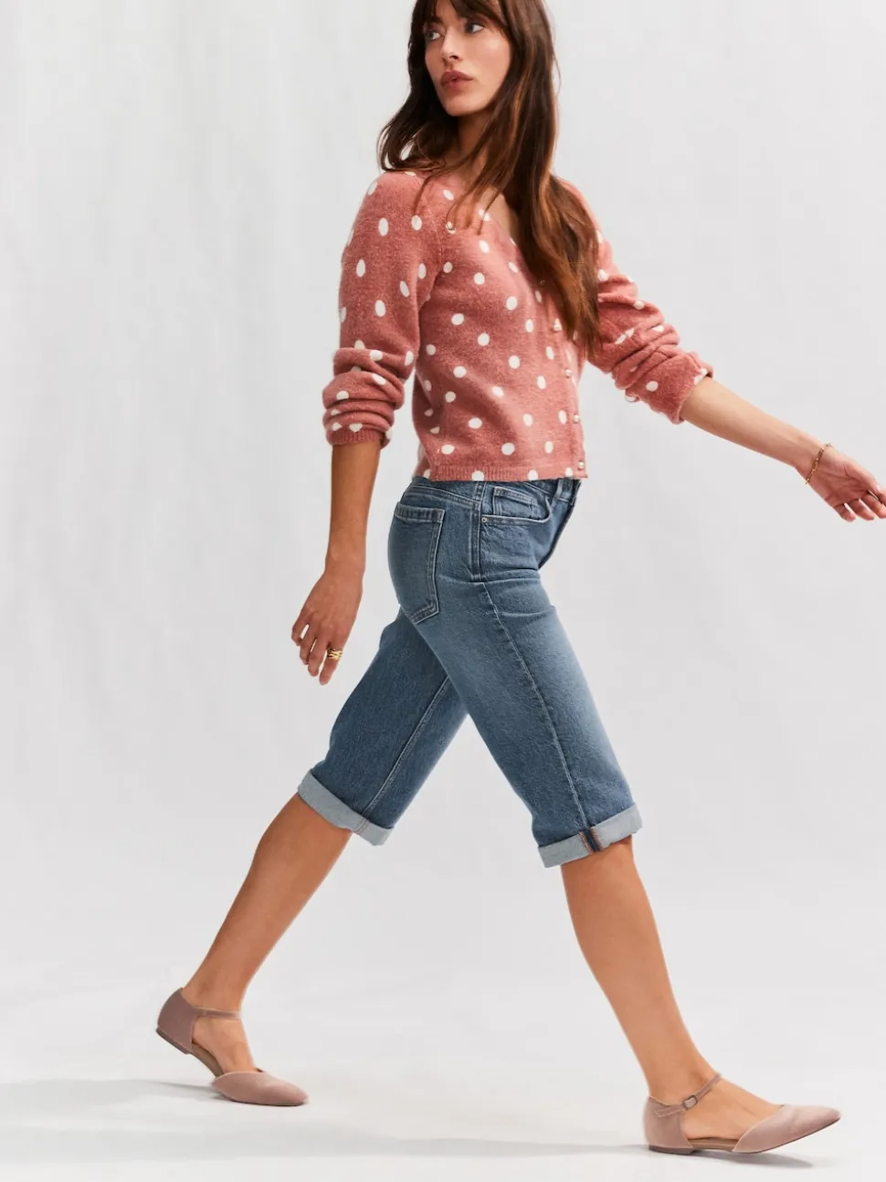 Bleu moyen - Bermuda en jean longueur Denim