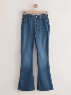 Bleu moyen - Jean évasé à enfiler Flexi Fit à taille haute