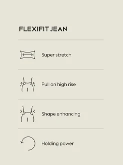 Bleu moyen - Jean évasé à enfiler Flexi Fit à taille haute