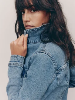 Bleu moyen - Jean Veste ajustées