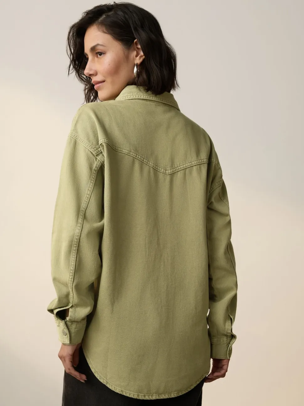 Bleu moyen et vert kaki - Lot de 2 chemises en jean oversize