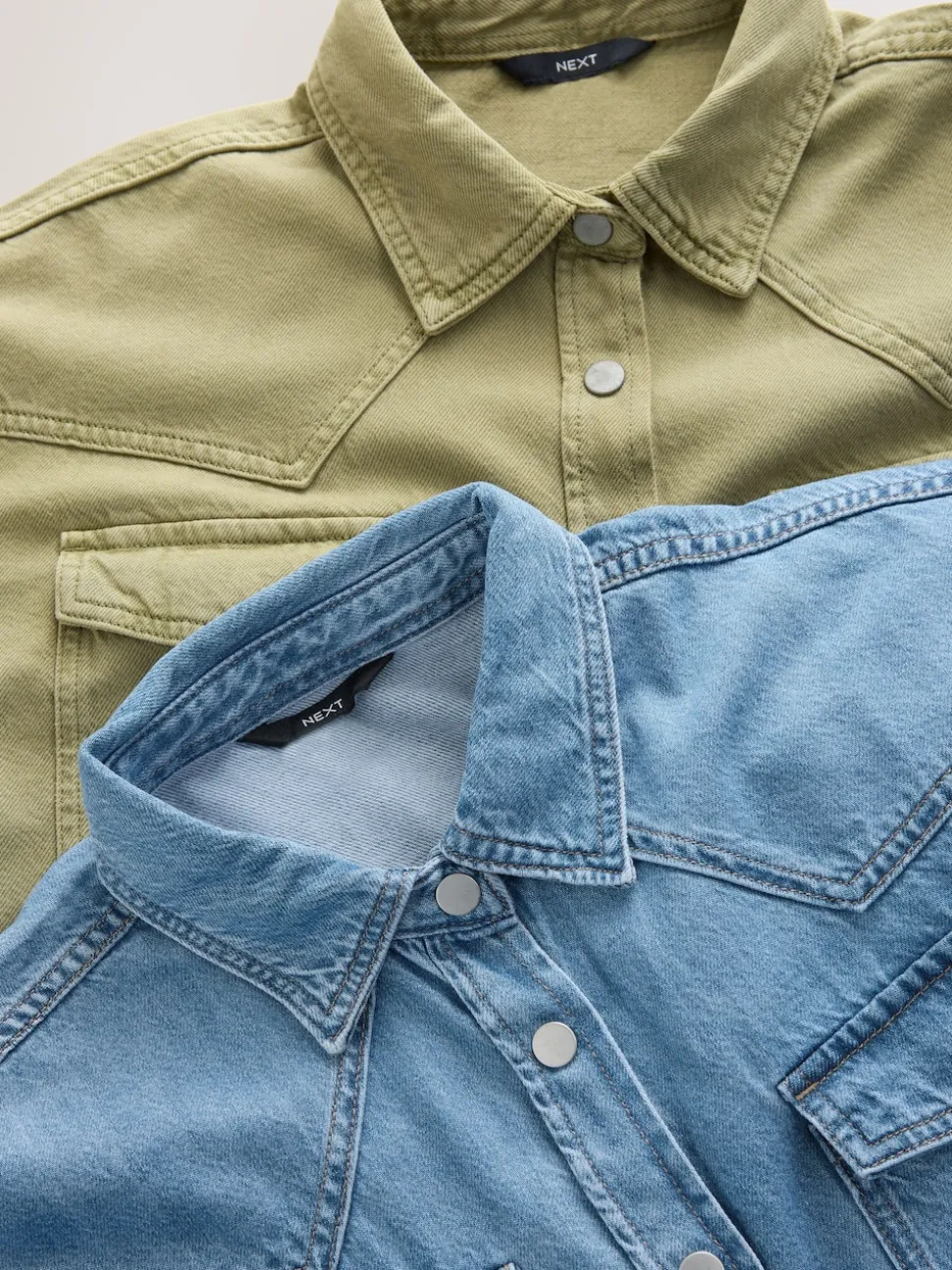 Bleu moyen et vert kaki - Lot de 2 chemises en jean oversize