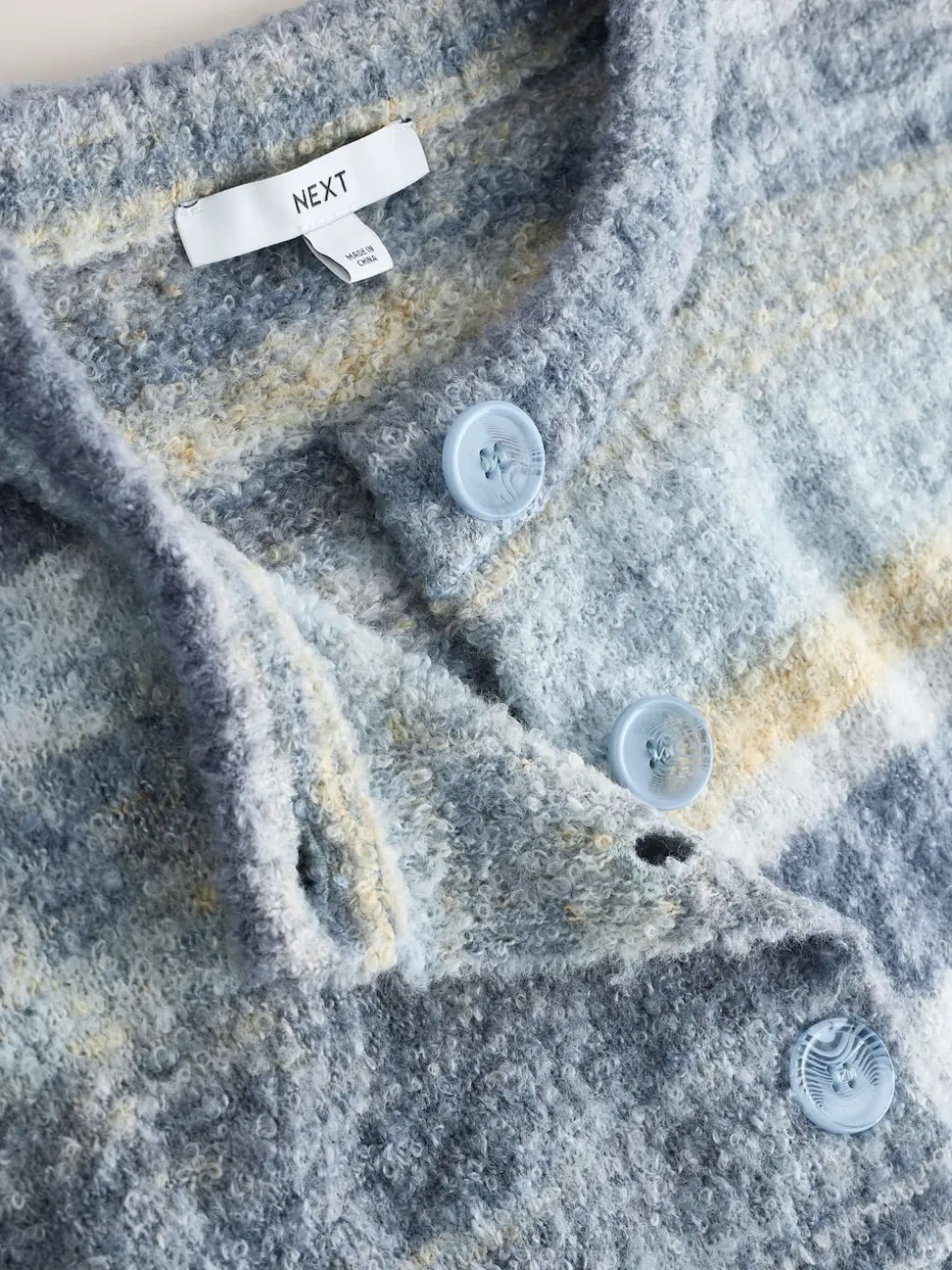 Bleu multicolore - Cardigan à col ras du cou en maille teint par espacement