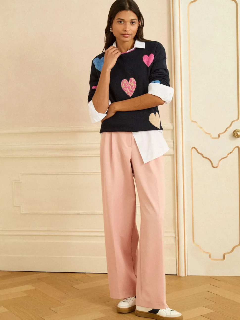 Bleu multicolore bleu marine - Pull Love & Roses Animal cœur