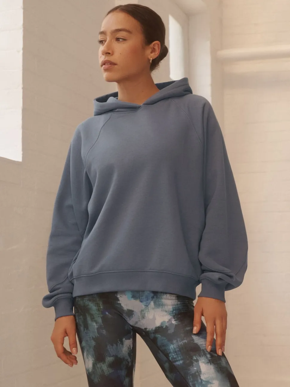bleu pâle - Sweat à capuche épais coupe standard décontracté