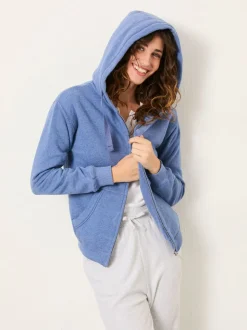 bleu pâle - Sweat-shirt à capuche zippé doublé Borg FatFace