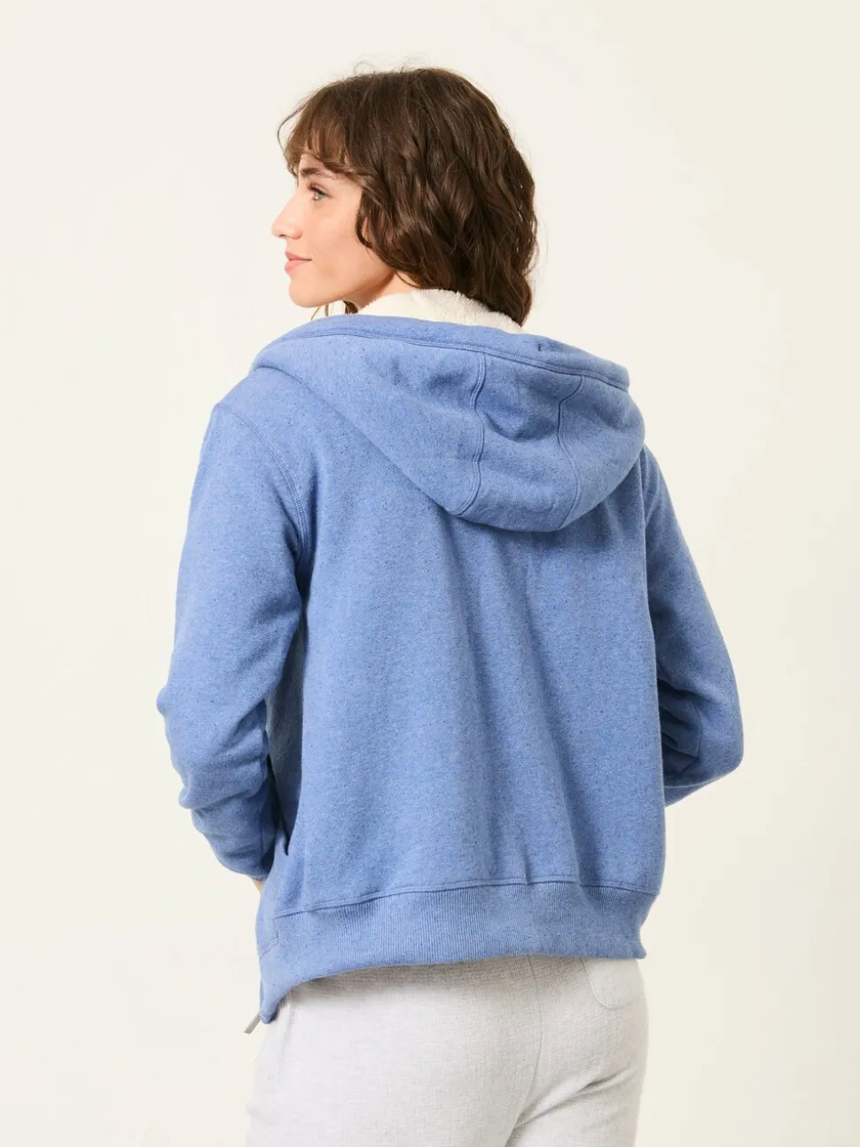 bleu pâle - Sweat-shirt à capuche zippé doublé Borg FatFace