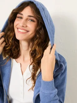 bleu pâle - Sweat-shirt à capuche zippé doublé Borg FatFace