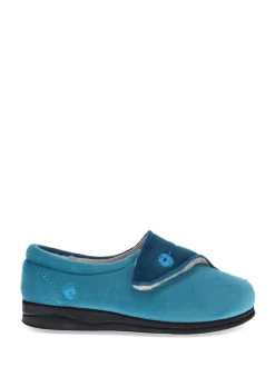 Bleu sarcelle - Pavers femme Chaussons entièrement à fermeture tactile avec semelle permassique
