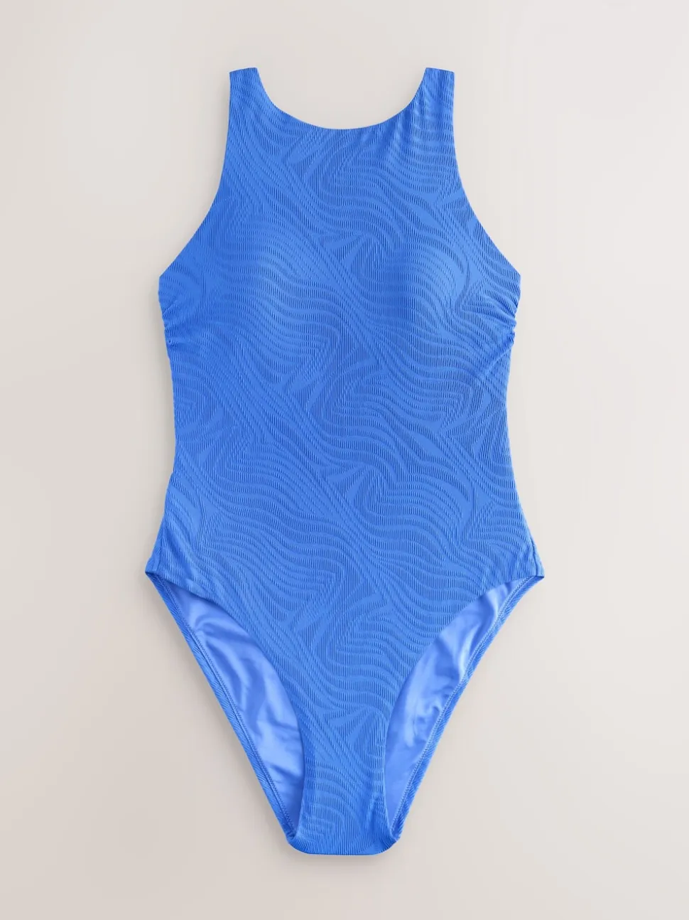 Bleu texturé bleuet - Maillot de bain gainant Tummy à col montant