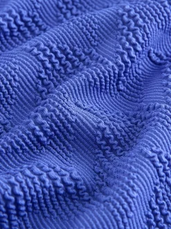 Bleu texturé bleuet - Maillot de bain gainant à encolure dégagée
