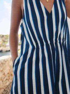 Bleu/Blanc - Combinaison d’été en jersey