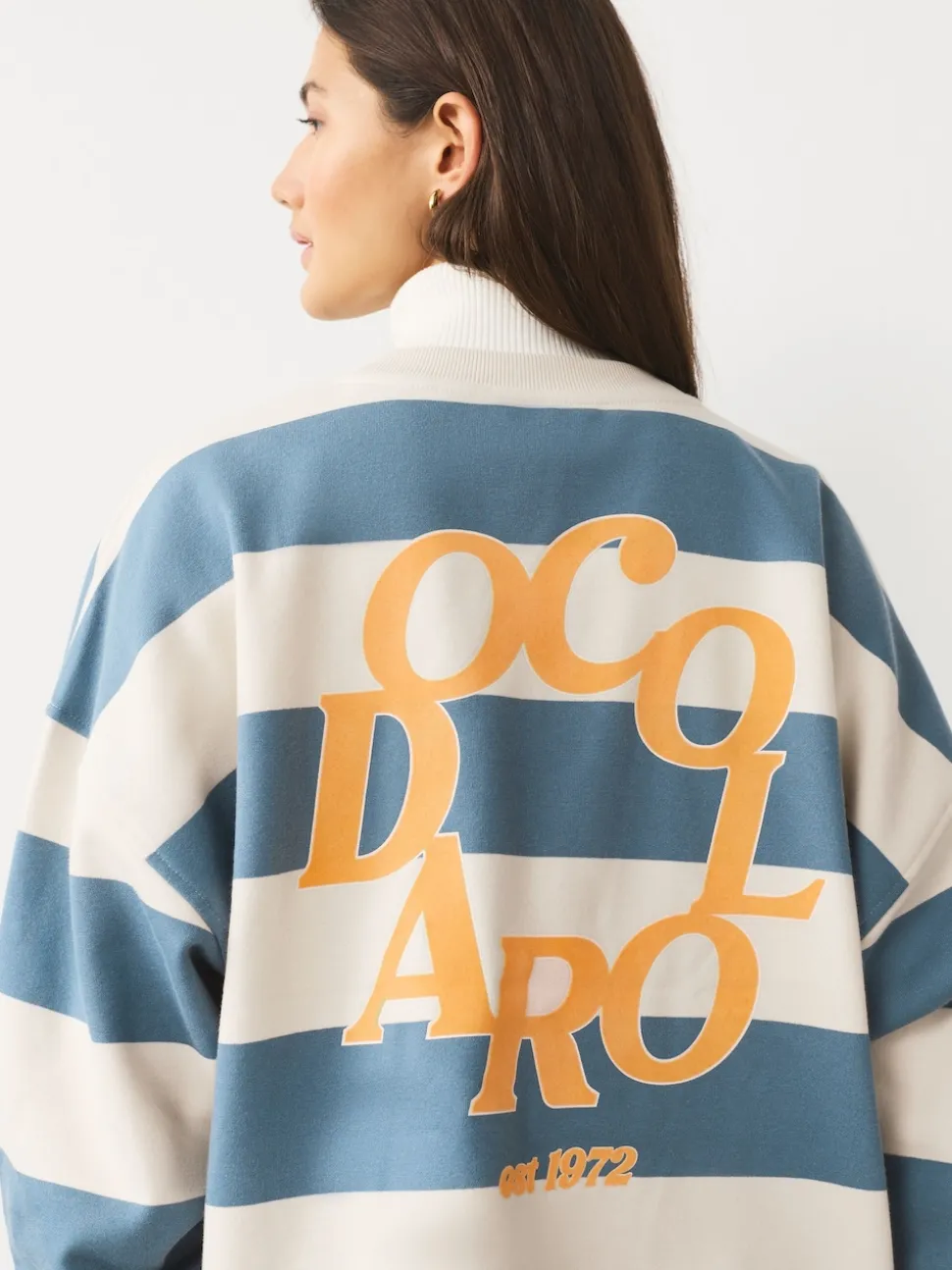 Bleu/Ecru - Sweat-shirt graphique à col rond à manches longues « Colarado » City