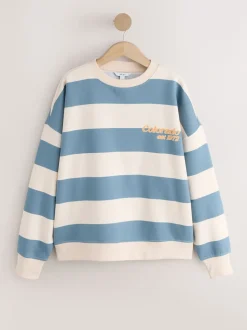 Bleu/Ecru - Sweat-shirt graphique à col rond à manches longues « Colarado » City
