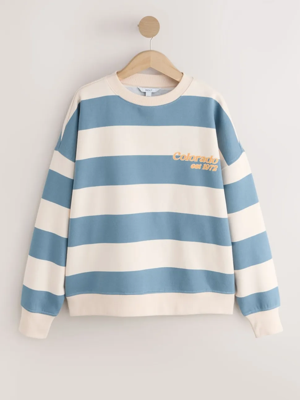 Bleu/Ecru - Sweat-shirt graphique à col rond à manches longues « Colarado » City