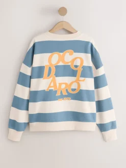 Bleu/Ecru - Sweat-shirt graphique à col rond à manches longues « Colarado » City