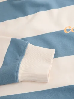 Bleu/Ecru - Sweat-shirt graphique à col rond à manches longues « Colarado » City