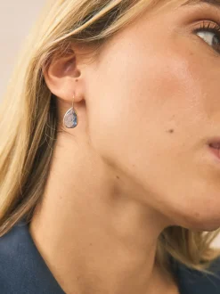 Bleu/grège - Boucles d’oreilles goutte d’eau scintillantes