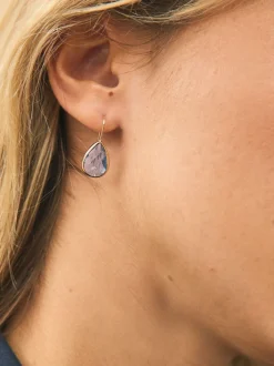 Bleu/grège - Boucles d’oreilles goutte d’eau scintillantes