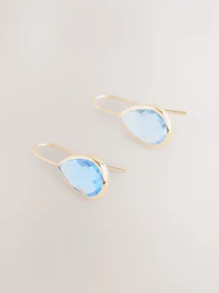 Bleu/grège - Boucles d’oreilles goutte d’eau scintillantes