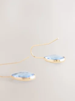Bleu/grège - Boucles d’oreilles goutte d’eau scintillantes