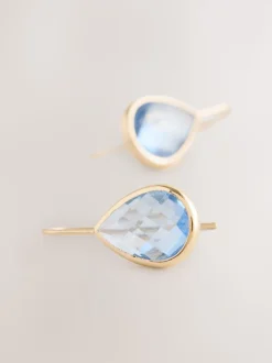 Bleu/grège - Boucles d’oreilles goutte d’eau scintillantes