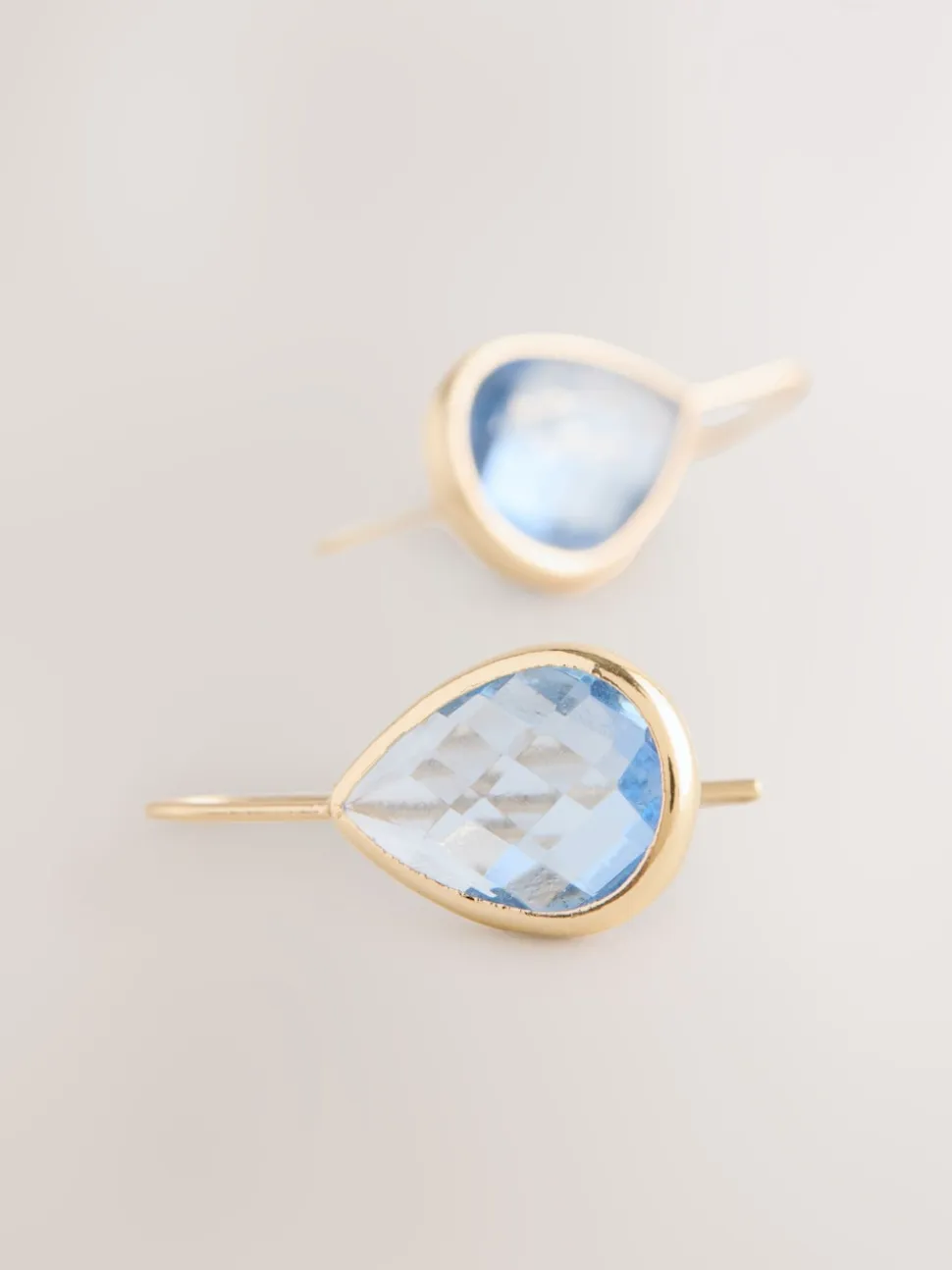 Bleu/grège - Boucles d’oreilles goutte d’eau scintillantes