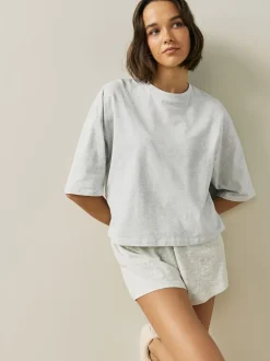 Bleu/gris/rose fleuri - Ensemble de 3 pyjamas shorts