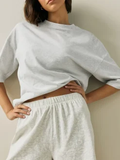 Bleu/gris/rose fleuri - Ensemble de 3 pyjamas shorts