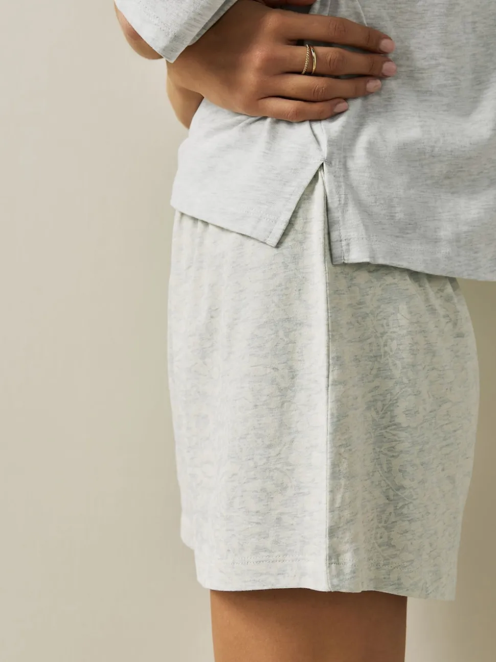 Bleu/gris/rose fleuri - Ensemble de 3 pyjamas shorts
