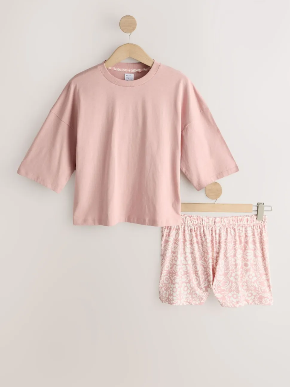 Bleu/gris/rose fleuri - Ensemble de 3 pyjamas shorts