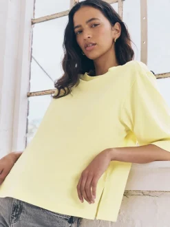 Bleu/jaune citron/neutre - Lot 3 t-shirts col ras du cou 100% coton longueur coude
