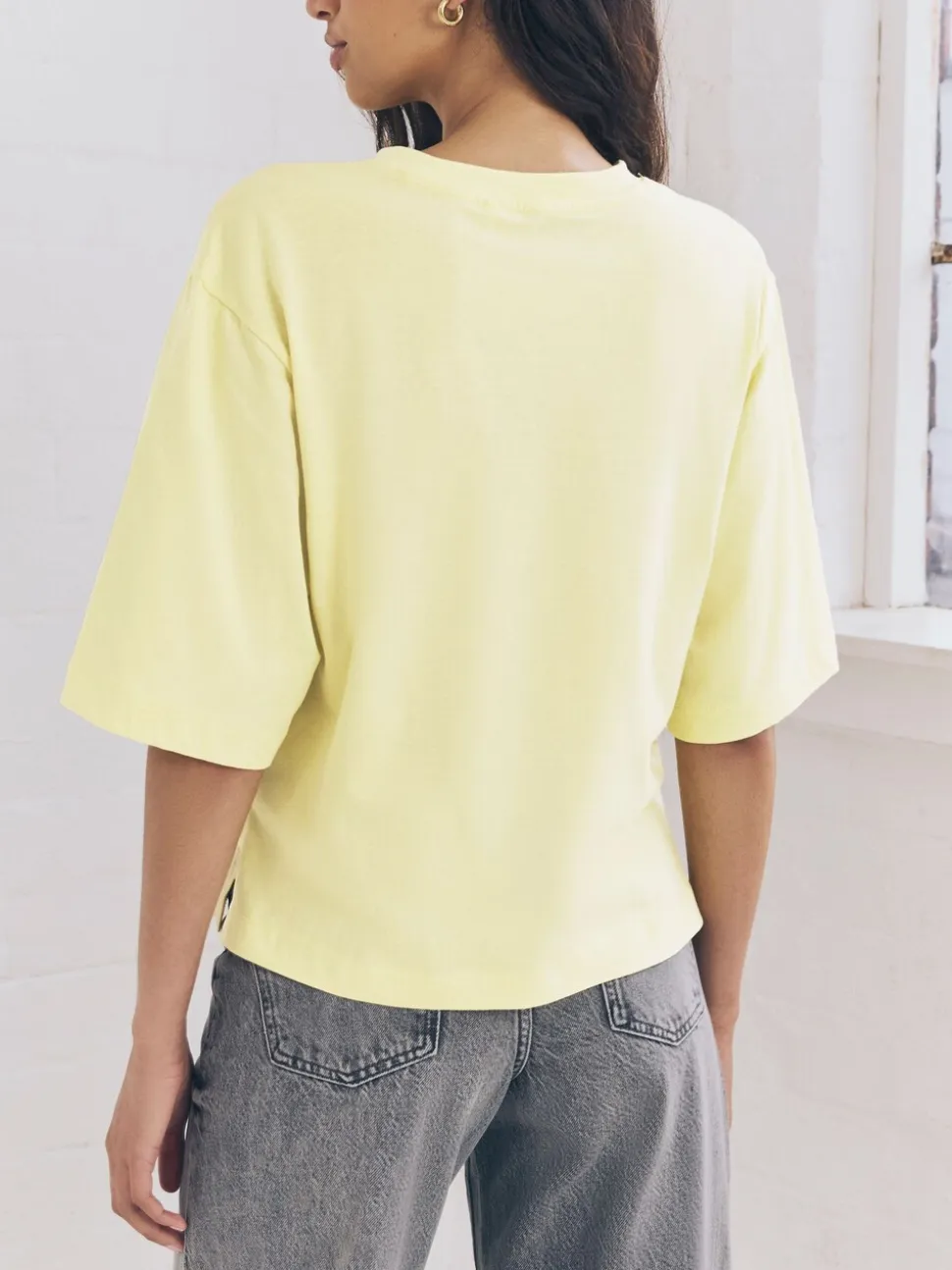 Bleu/jaune citron/neutre - Lot 3 t-shirts col ras du cou 100% coton longueur coude