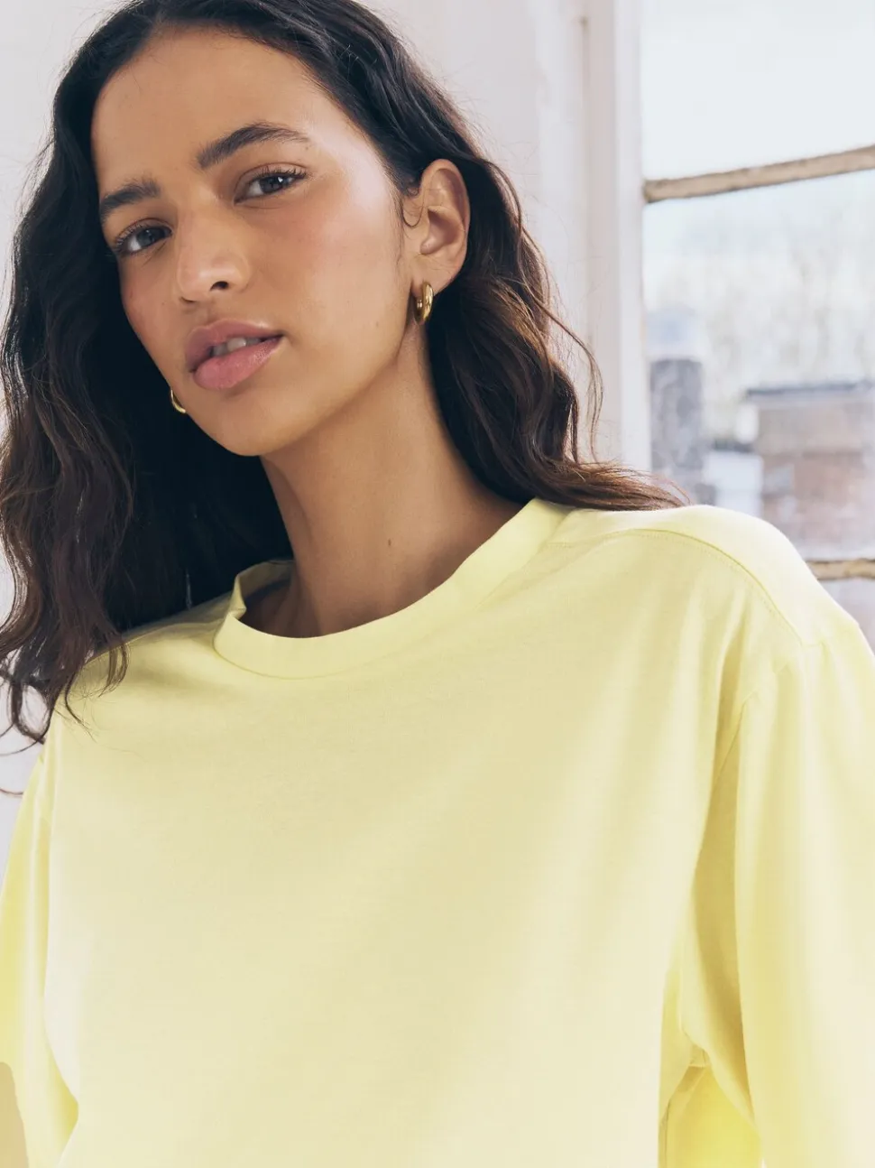Bleu/jaune citron/neutre - Lot 3 t-shirts col ras du cou 100% coton longueur coude