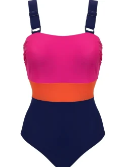 Bleu/Rose - Maillot de bain Pour Moi Palm Springs color block pour le contrôle du ventre