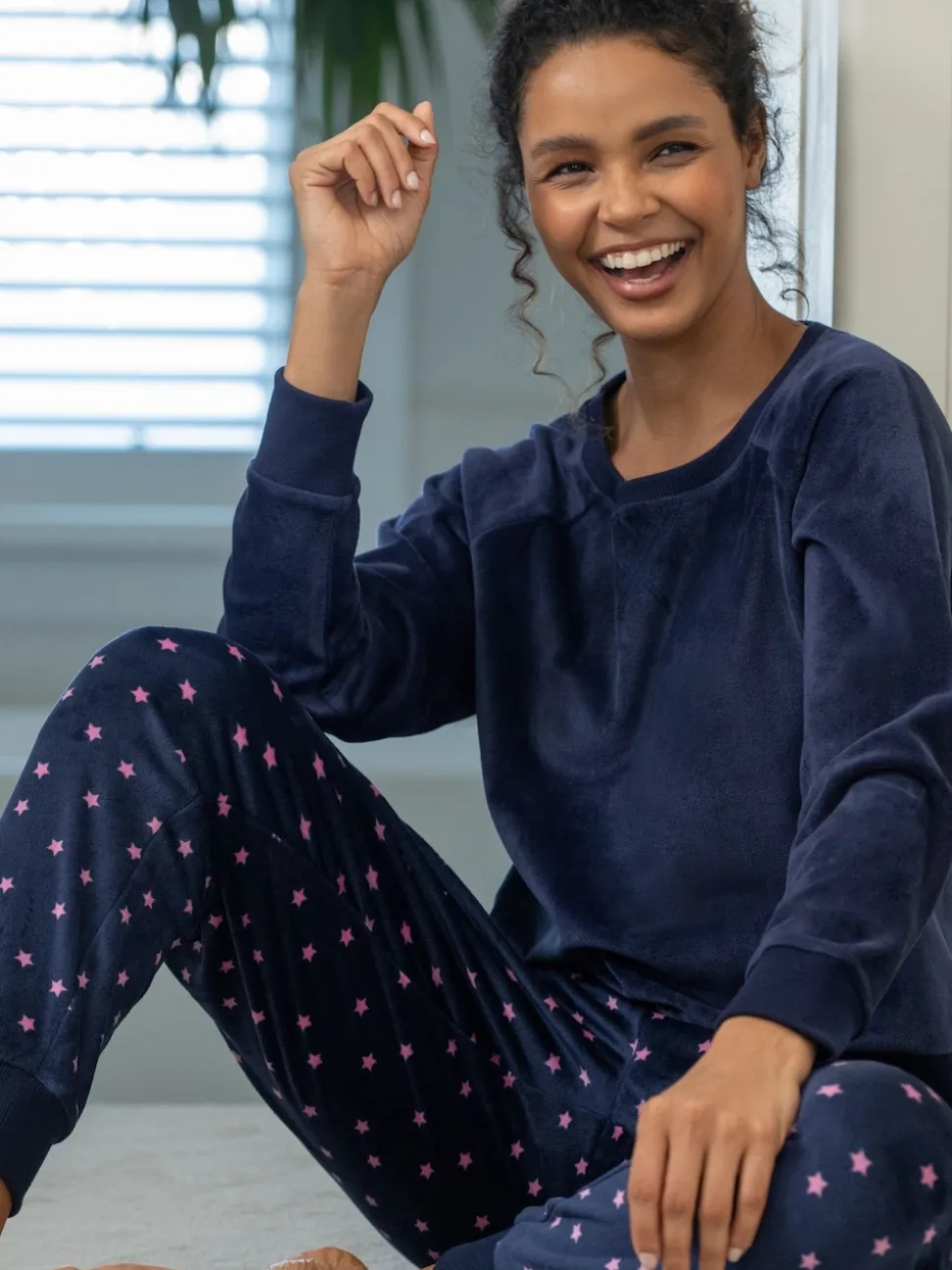 Bleu/Rose - Pour Moi Ensemble pyjama confortable en polaire et Sweat-shirt de jogging
